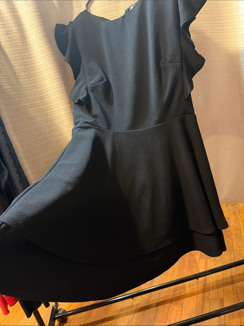 Black Ruffle Sleeve Mini Dress - Picture 3 of 4